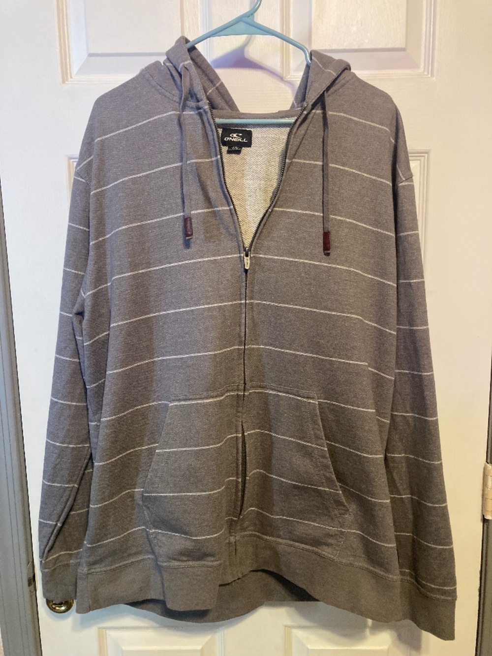 O'Neill Gray Stripped Zip Up Hoodie XXL